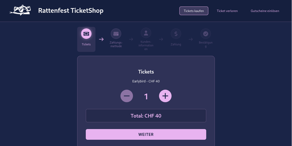 Rattenfest Ticketing Webseite